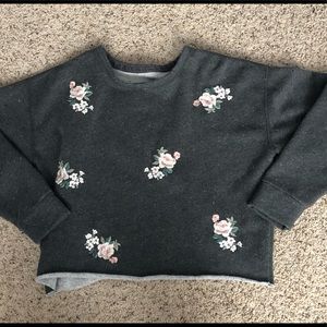 Women’s grey floral crop sweatshirt